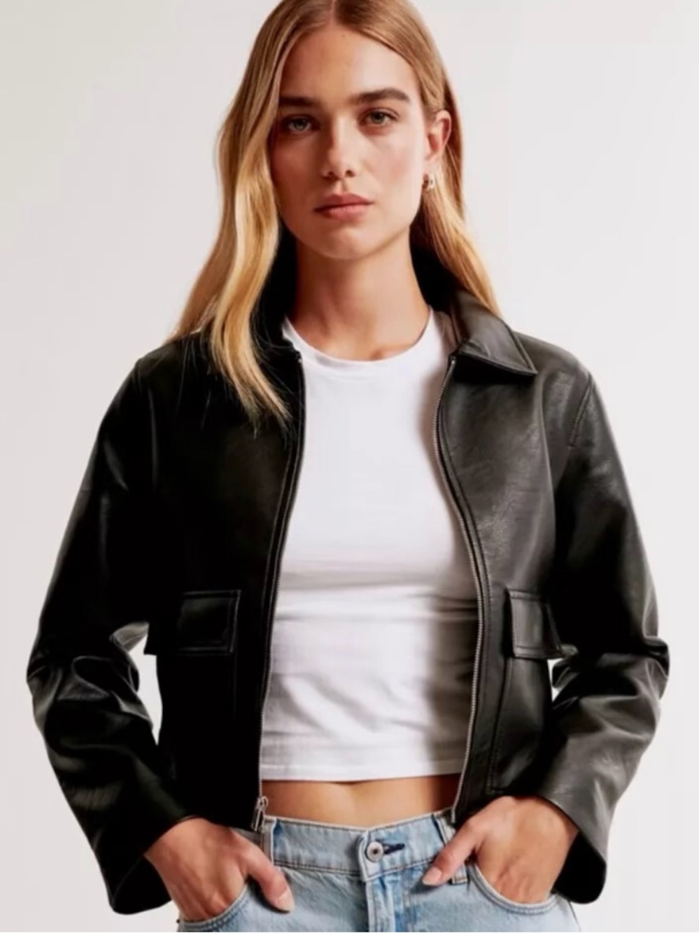 Abercrombie & Fitch Women's Vegan Leather Utility Jacket Size Small